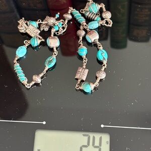 Silpada? Turquoise and Sterling Silver Beaded Necklace and Bracelet set.